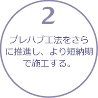 プレハブ工法をさらに推進し、より短納期で施工する。